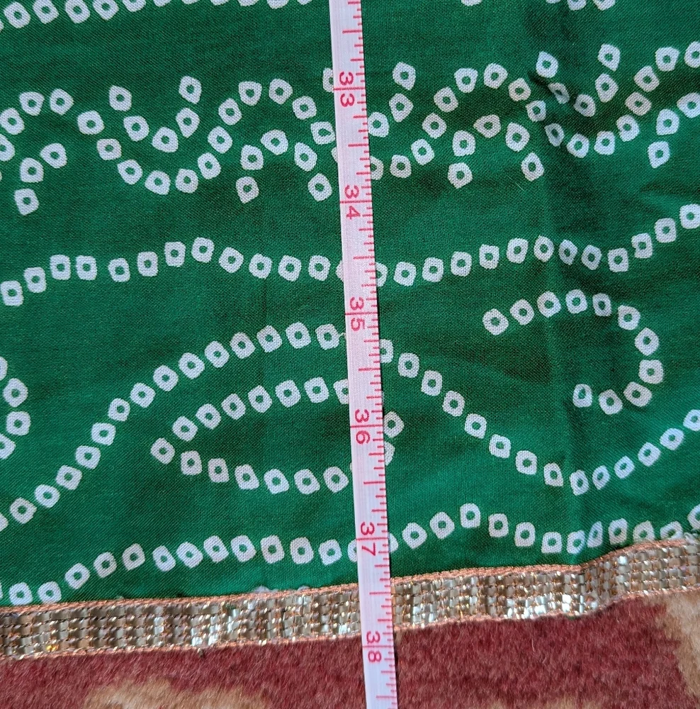 💚 New Grass Green White Gold Trim Kurta Dress M Tunic Party - Picture 11 of 16